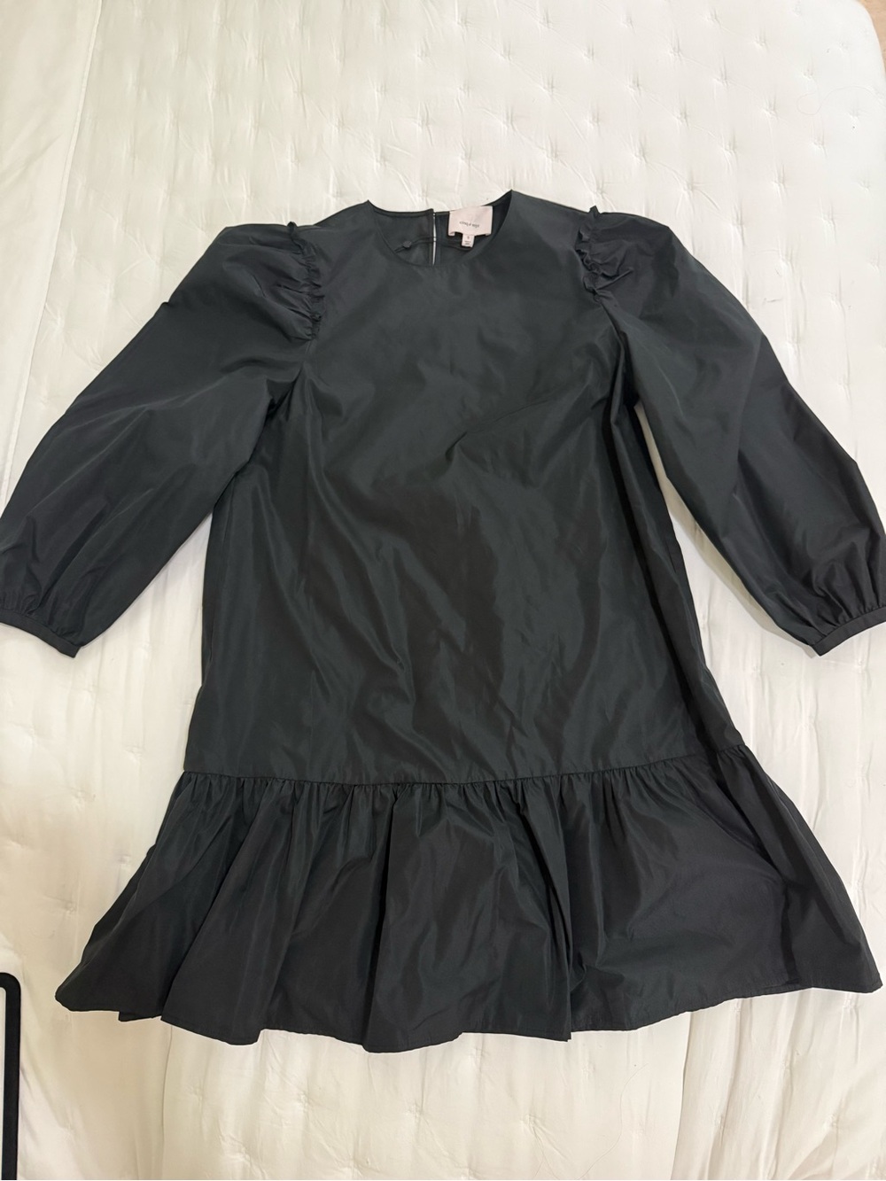 cinq a sept Black Puff-Sleeve Ruffle-Hem Mini Dress - Picture 5 of 5
